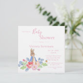 Lapin Lapin Rose Floral Baby shower Invitation (Debout devant)