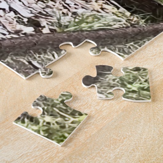 Lapin lapin sauvage assis sur le chemin puzzles (Côté)