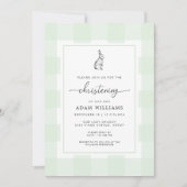 Lapin Lapin Vert En vichy Christening Invitation (Devant)