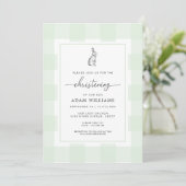 Lapin Lapin Vert En vichy Christening Invitation (Debout devant)