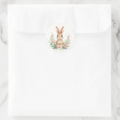 Lapin Mignon avec Fleurs Autocollant Rond | Printe (Sac)