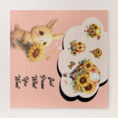 Lapin Mignon Avec Puzzle Tournesol (Horizontal)
