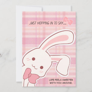 Lapin Mignon Carte de Vœux Rose