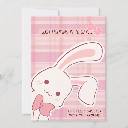 Lapin Mignon Carte de Vœux Rose (Devant)