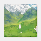 Lapin Mignon dans Carré Mountain View Magnet (Devant)