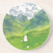 Lapin mignon dans dessous de verre en grès de Moun (Devant)