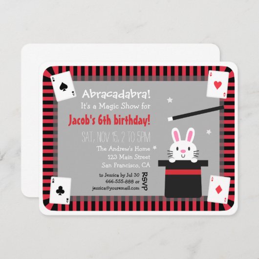 Lapin mignon dans les invitations magiques de fête (Devant / Derrière)