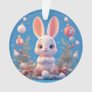 Lapin mignon entouré de décorations