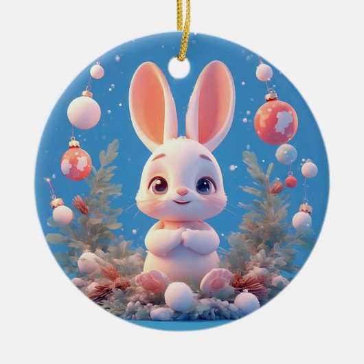 Lapin mignon entouré de décorations (Devant)