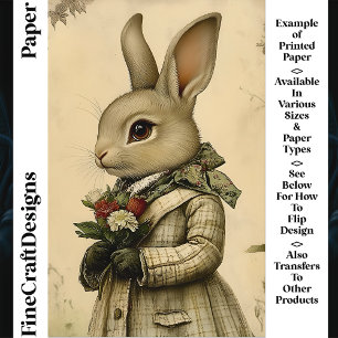 Lapin Mignon Habillé, Fleurs CK4 Papier Scrapbook