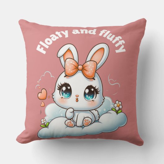 Lapin Mignon Kawaii – Coussin de Jet Chibi Lapin M (Recto)