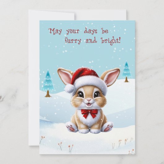 Lapin mignon lapin en neige Carte de Noël (Devant)