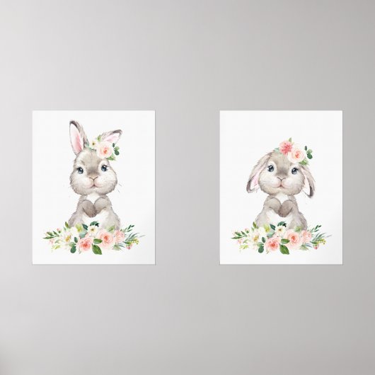 Lapin mignon, Lapin, Fleurs roses, Nourriture pour (Recto)
