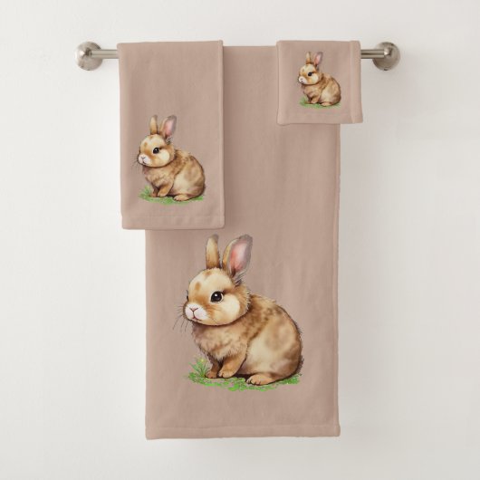 Lapin Mignon Moderne sur Beige Chanceux (En situation)