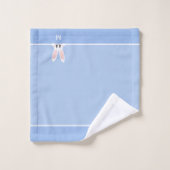 Lapin mignon & monogramme sur bleu clair (Gant de toilette)