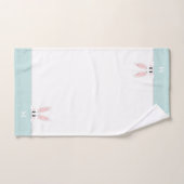 Lapin mignon & monogramme sur bleu clair sarcelle  (Serviette à main)