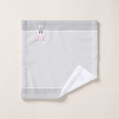 Lapin mignon & monogramme sur gris argent clair (Gant de toilette)