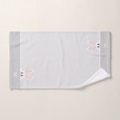 Lapin mignon & monogramme sur gris argent clair (Serviette à main)