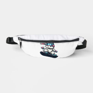 Lapin Mignon Réalisant un Tour de Snowboard Enfant