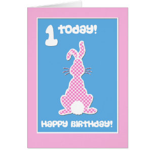 Lapin mignon sur le chèque rose Ier anniversaire