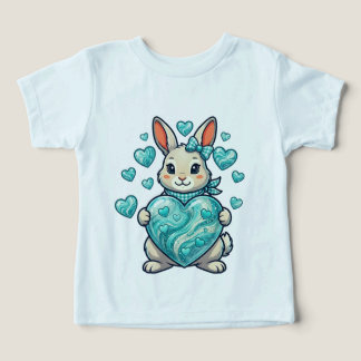 Lapin Mignon Tenant un Cœur Turquoise Brillants – 