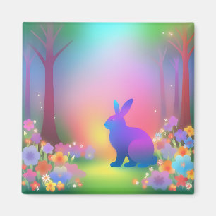 Lapin mystique dans le aimant de la forêt de print