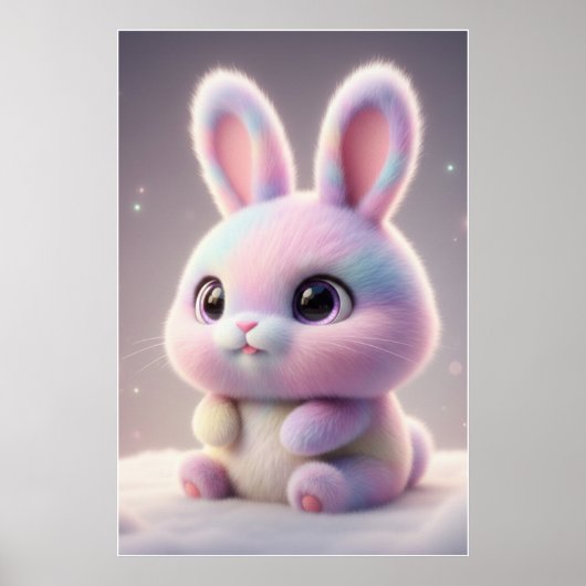 Lapin pastel mignon – Art de poster de lapin Kawai (Devant)