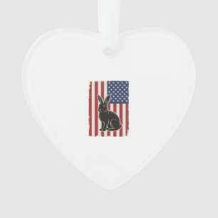 Lapin Patriotique Drapeau Américain Gravure Vintag