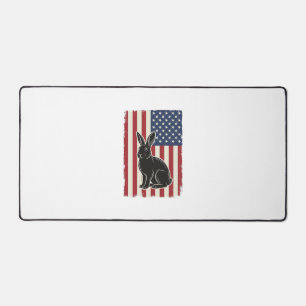 Lapin Patriotique Drapeau Américain Gravure Vintag