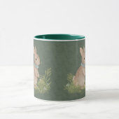 lapin pierre vintage avec fleurs Café Mug (Centre)