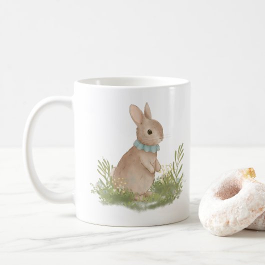 lapin pierre vintage avec fleurs Café Mug (Avec donut)
