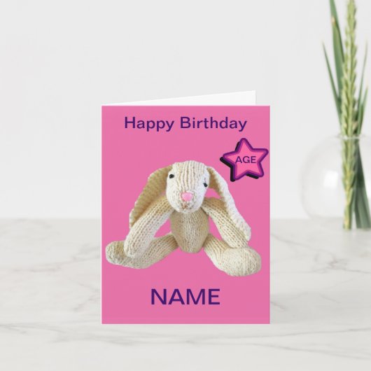 Lapin Rabbit Age Personnalisé Carte fille etc. (Devant)