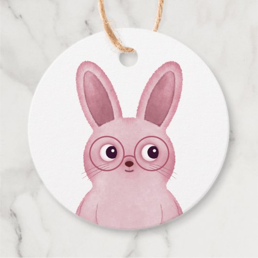 Lapin rose avec étiquette de lunettes pour fêtes d (Devant)