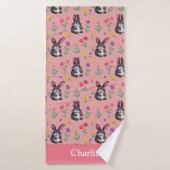 Lapin Rose Enfants (Serviette de bain)