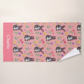 Lapin Rose Enfants (Serviette de bain)