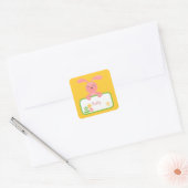 Lapin rose et Étiquette de fleurs (Enveloppe)