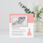 Lapin rose Faire-part de naissance (Debout devant)