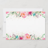 Lapin rose Floral Anniversaire Photo Carte de reme (Dos)