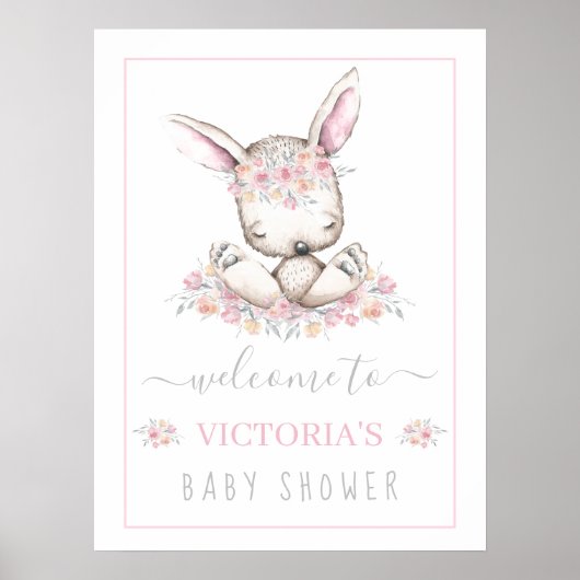 Lapin rose lapin fille Affiche de bienvenue Baby s (Devant)