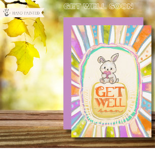 Lapin Solaire Fantaisiste Carte Plate de Bon Rétab
