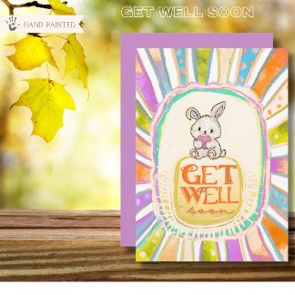 Lapin Solaire Fantaisiste Carte Plate de Bon Rétab