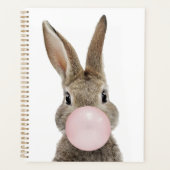 Lapin soufflant du chewing-gum rose (Devant)