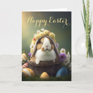 Lapin sucré dans une carte de vacances Casquette d