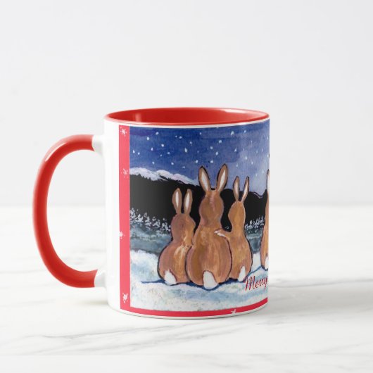 "Lapin tasse de conception de Noël dans lune", (Gauche)