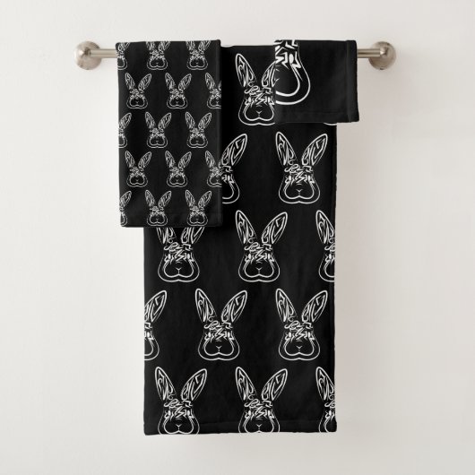 Lapin tribal noir et blanc (En situation)
