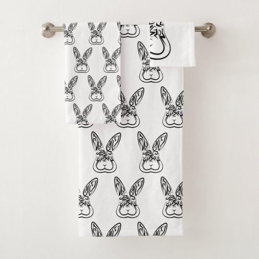 Lapin tribal noir et blanc (En situation)
