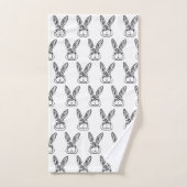 Lapin tribal noir et blanc (Serviette à main)