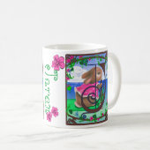 Lapin tropical customisé avec la tasse initiale de (Devant droit)