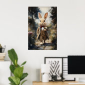 Lapin Victorien Dans Une Impression De Bouquet De  (Bureau à domicile)