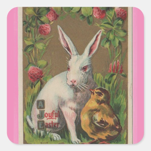 Lapin vintage Avec Chick Sticker Pâques (Devant)